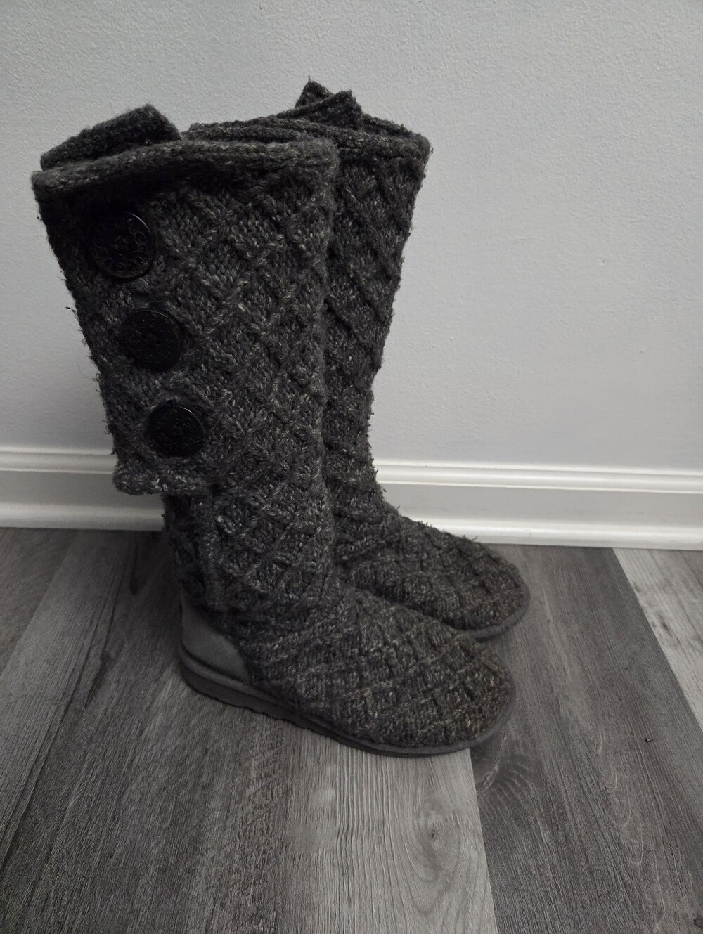 UGG Lattice Knit Cardy Tall SN 3066 Women's Boots Size 7 Gray